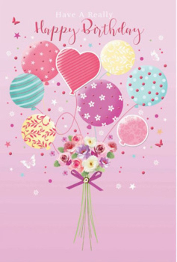 There is a sense of gentle jubilation woven through this illustrated birthday bouquet, much like the soft buzz of a community gathering on a bright day in Morden Hall Park. The scene opens on a calm, pink background, where a collection of pastel balloons hovers in the upper half of the image, seemingly weightless. These balloons are not plain; each one is bathed in subtle gradients of pale sunshine yellow, rosy fuchsia, and lavender, sometimes blending into one another at the edges. Decorative patterns curl and dance along their surfaces-striped swirls that loop like streamers, neat rows of dots, and delicate motifs that feel almost floral.

Anchored below is a hand-tied bouquet, small in size yet rich in detail. It features petite roses and daisy-like blooms whose velvet petals are shaded with remarkable care, moving from creamy white at the centre to soft rose and peach near the tips, as though kissed by early morning light along the River Wandle. The flowers nestle closely together, their textures overlapping to create depth and a sense of abundance despite the bouquet's modest scale. You can imagine the cool, freshly cut stems held in one hand while the other ties a final knot in the ribbon.

Around this floating garden, whimsical butterflies drift about, their wings poised mid-beat, adding a touch of daydream and movement to the scene. They feel like tiny visitors from a nearby garden in Merton, drawn to the sweetness of the blossoms. The overall impression is one of quiet, heartfelt celebration-a birthday greeting that whispers happiness instead of shouting it. Every element-the pastel balloons, the carefully shaded petals, the flutter of butterflies-has been composed with the care of an experienced florist, creating a design that makes the recipient feel noticed, cherished, and gently uplifted.